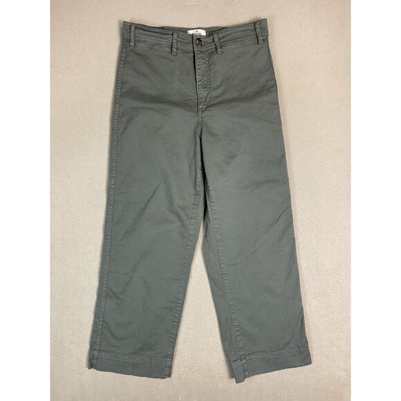 Marine Layer Pants Womens 6 Green Bridget Crop Wide Leg Regular High Rise - Picture 1 of 14